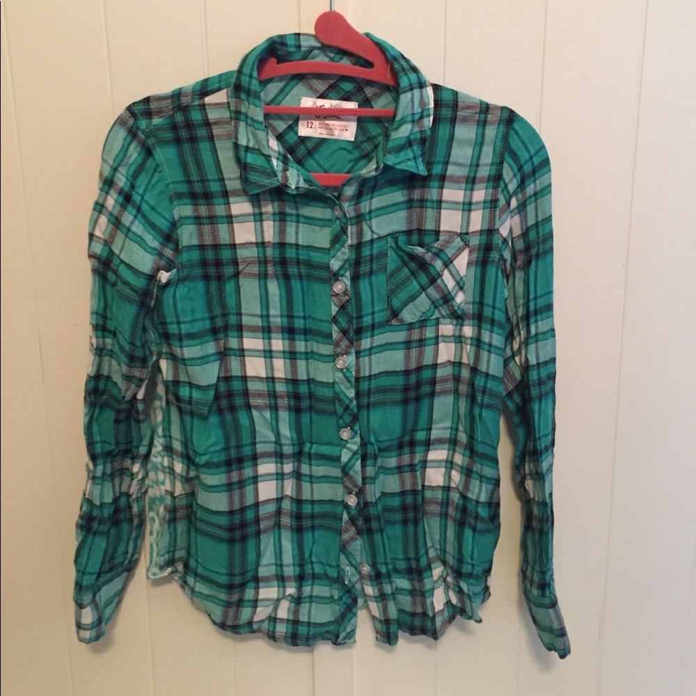 Girls button up flannel shirt