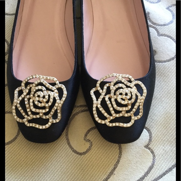 NEVER WORN Kate Spade Ballet Flats w/crystal bow - Picture 2 of 4