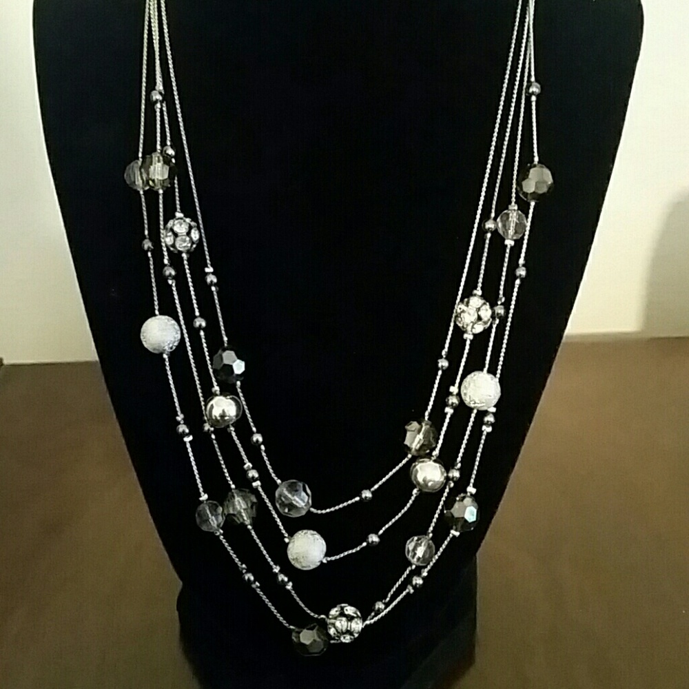 Sparkling Multi Chain Breaded Necklace