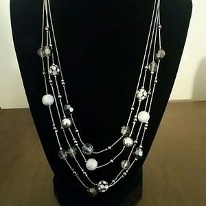 Sparkling Multi Chain Breaded Necklace