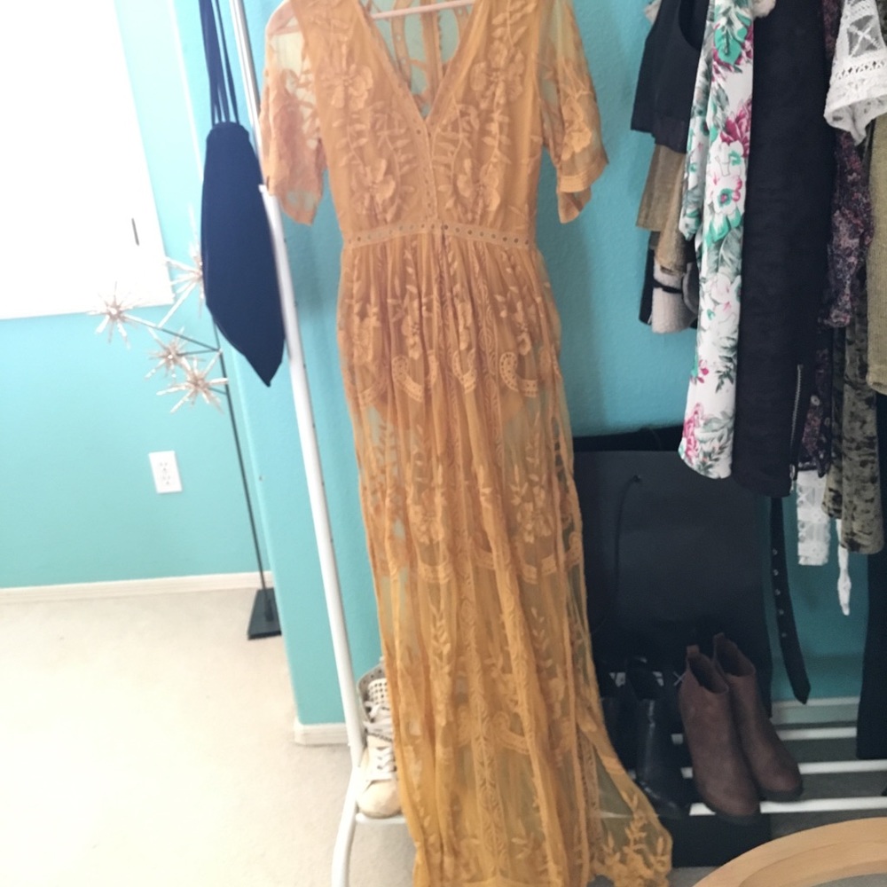 Yellow lace dress