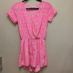 Geometric print buddy love romper