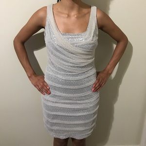 Beige with silver sequin Express dress.
