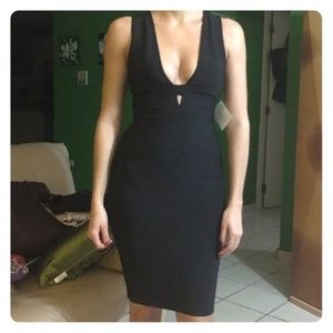 Herve Legere type black bandage dress deep v