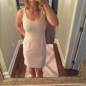 Ann Taylor Loft tan and white striped dress