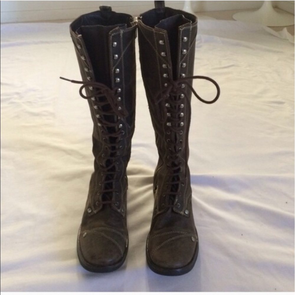 Leather combat boots