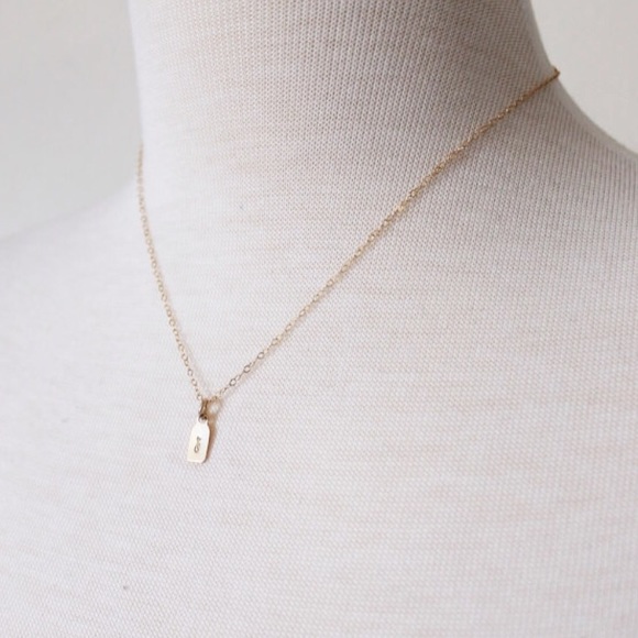 14k Gold Filled Mini Tag Necklace - Picture 2 of 3
