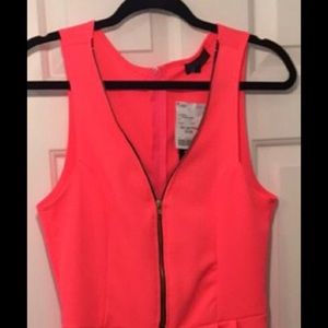 Neon Pink Romper w Front Zipper