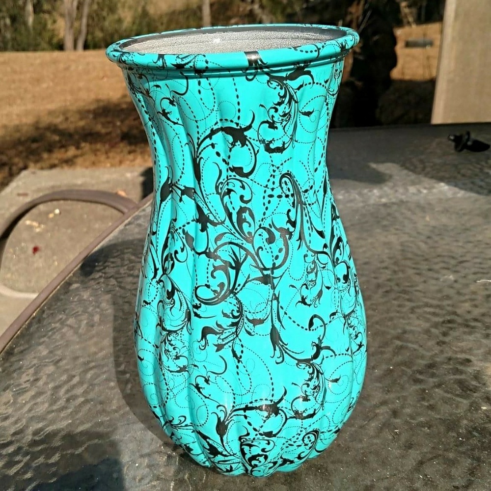 *SOLD* Paisley Aqua Vase