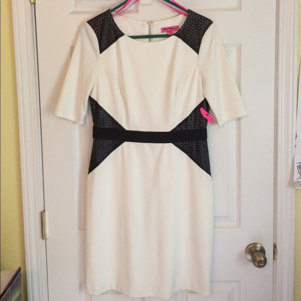 NWT Betsey Johnson bodycon dress "leather" accents