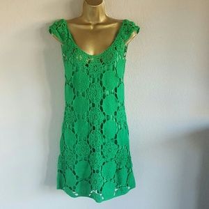 Gianni Binni Crochet Cone Dress Emerald Green S