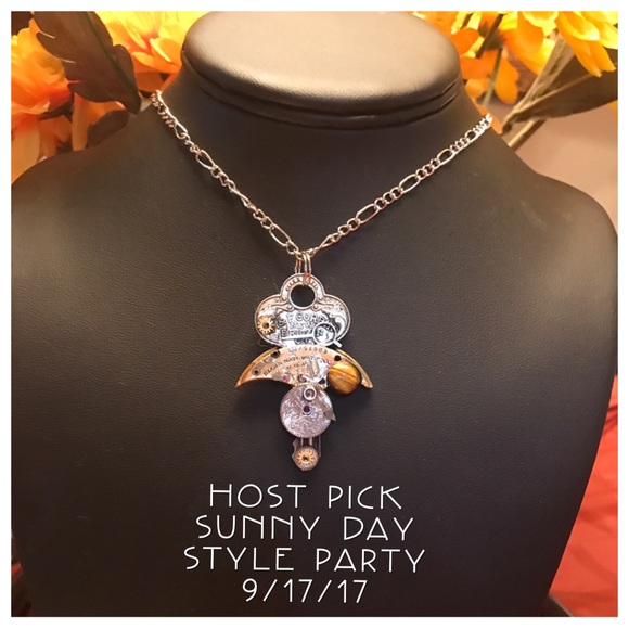 Handmade by HM Simon Jewelry - Antique Steampunk Key Watch Parts Necklace A-5-2