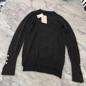 Zara knit gray sweater w/ gold buttons size small
