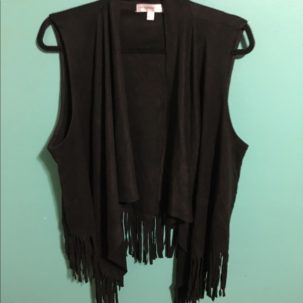 Fringe drape front vest