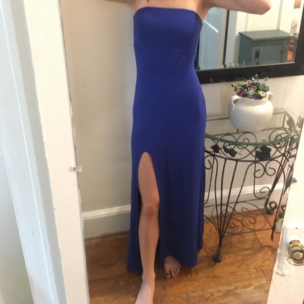 LuLu's strapless leg-slit maxi dress