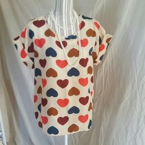 NWT Chiffon Heart Print Top