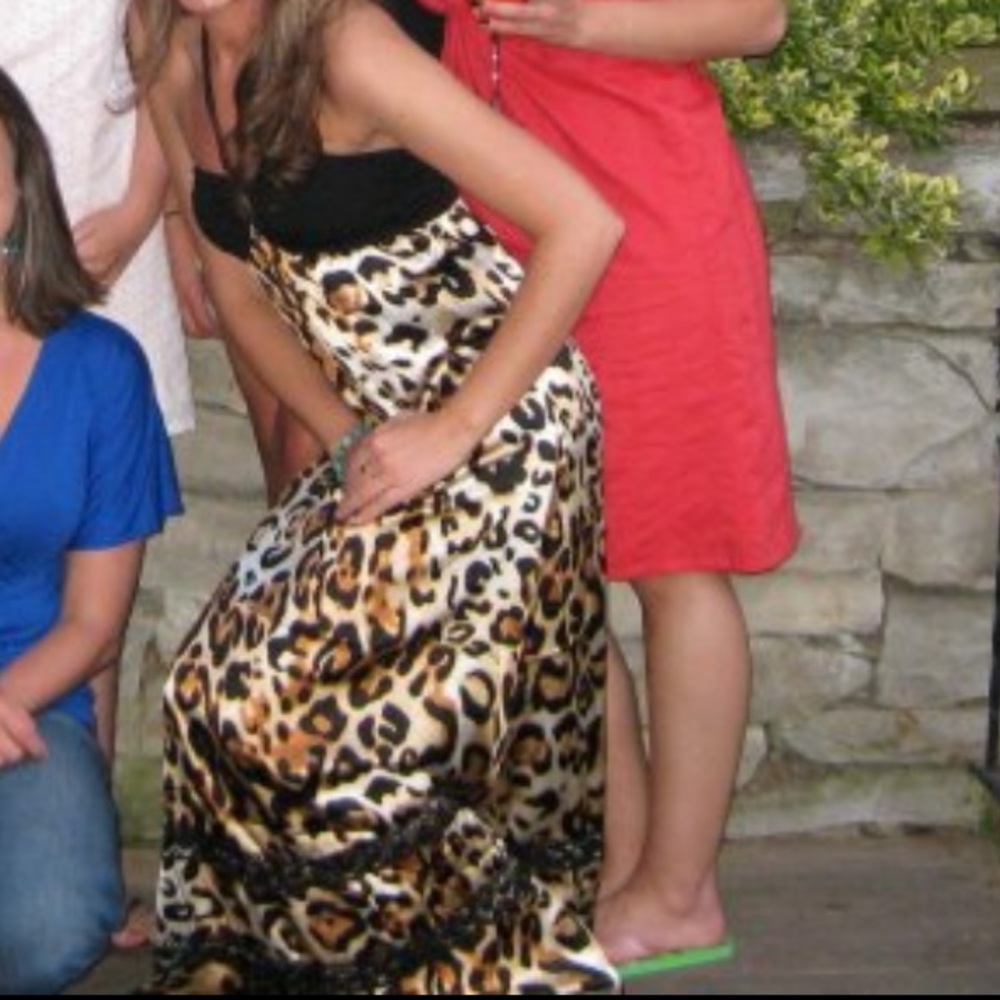 bebe animal print maxi
