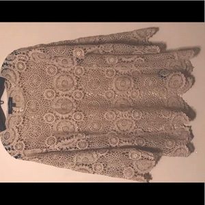 Calessa Taupe Beige Lace top / cover up S