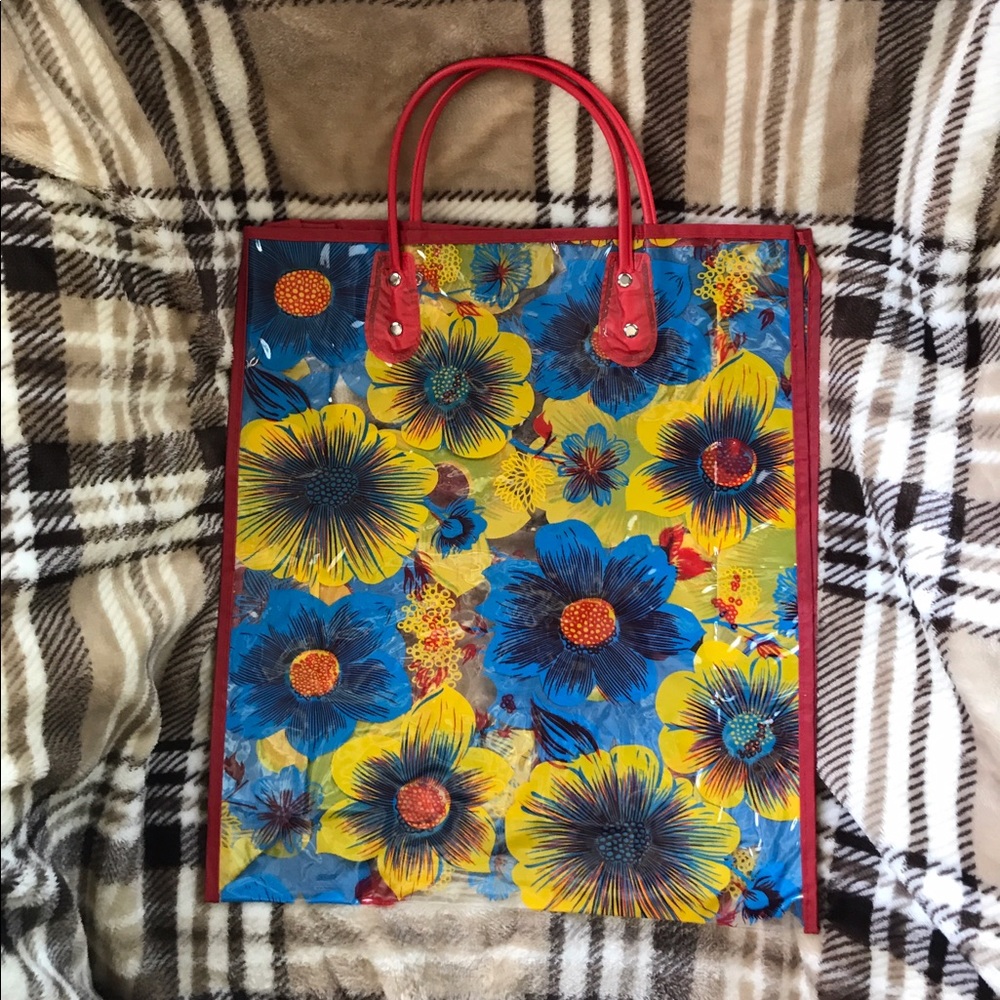 🌻Vintage🌻 Clear Colorful Flower Bags Uber Cute