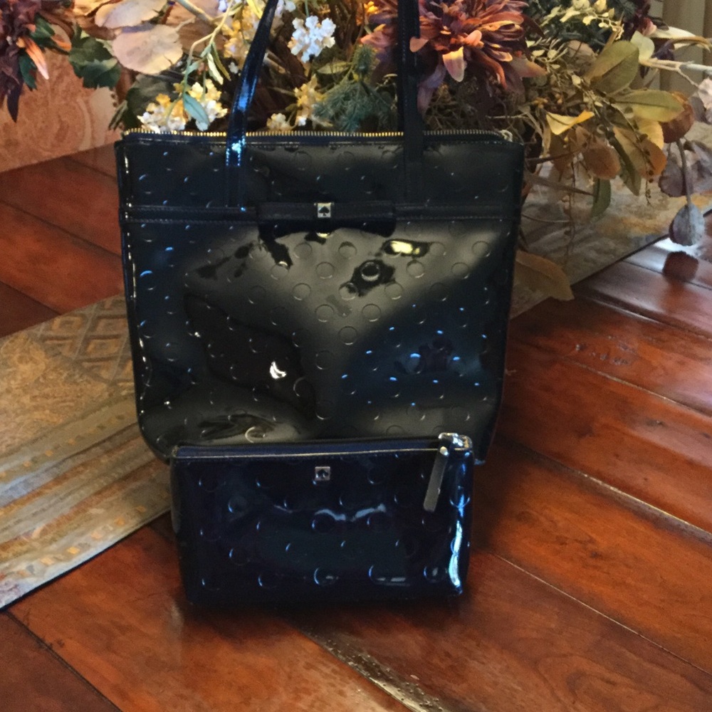 Kate Spade purse with matching makeup bag