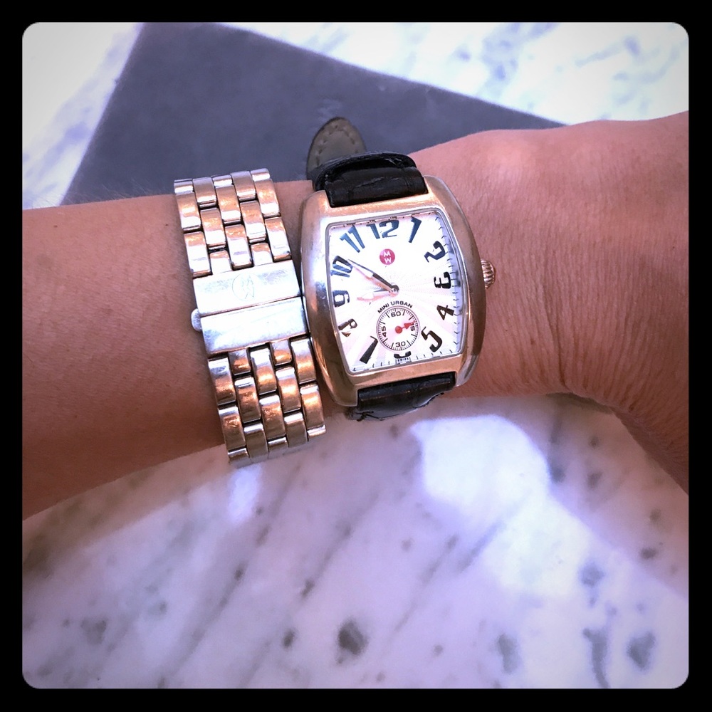 Michele mini urban stainless steel watch.