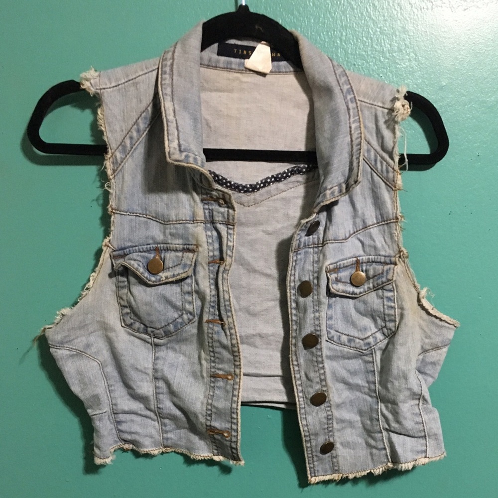 Crop Denim eagle vest