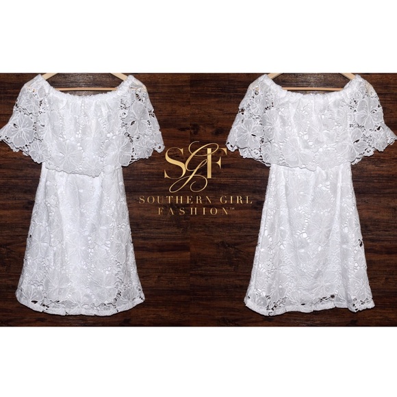 Southern Girl Fashion Dresses & Skirts - FLORAL MINI Off the Shoulder Lace Embroidered Gown