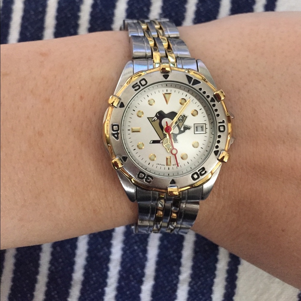 Pittsburgh Penguins Logoart two tone ladies watch