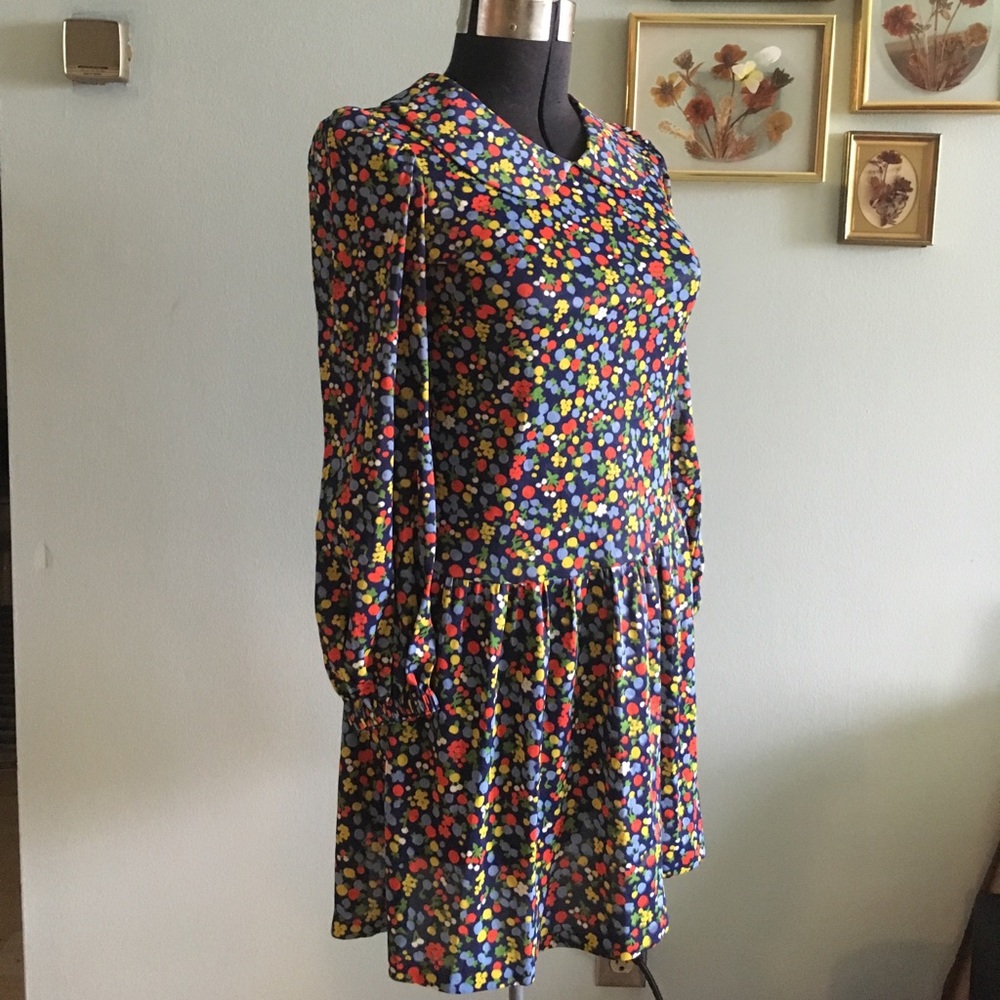 🍒 VINTAGE mod 1960s floral drop waist dress