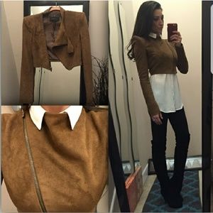 BCBG Cropped Suede Jacket