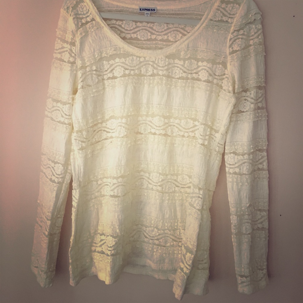 Express size large cream colored lace top