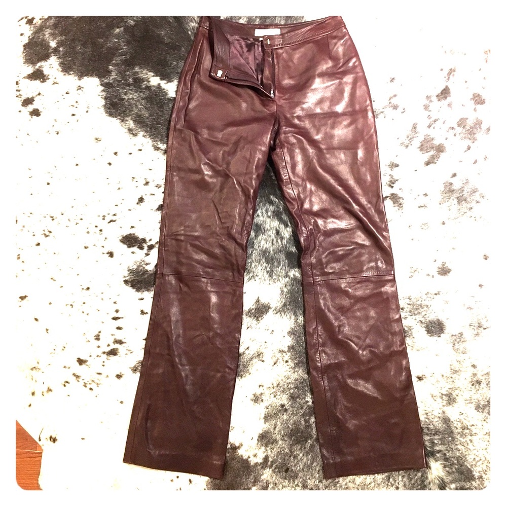 MaxMara maroon leather pant