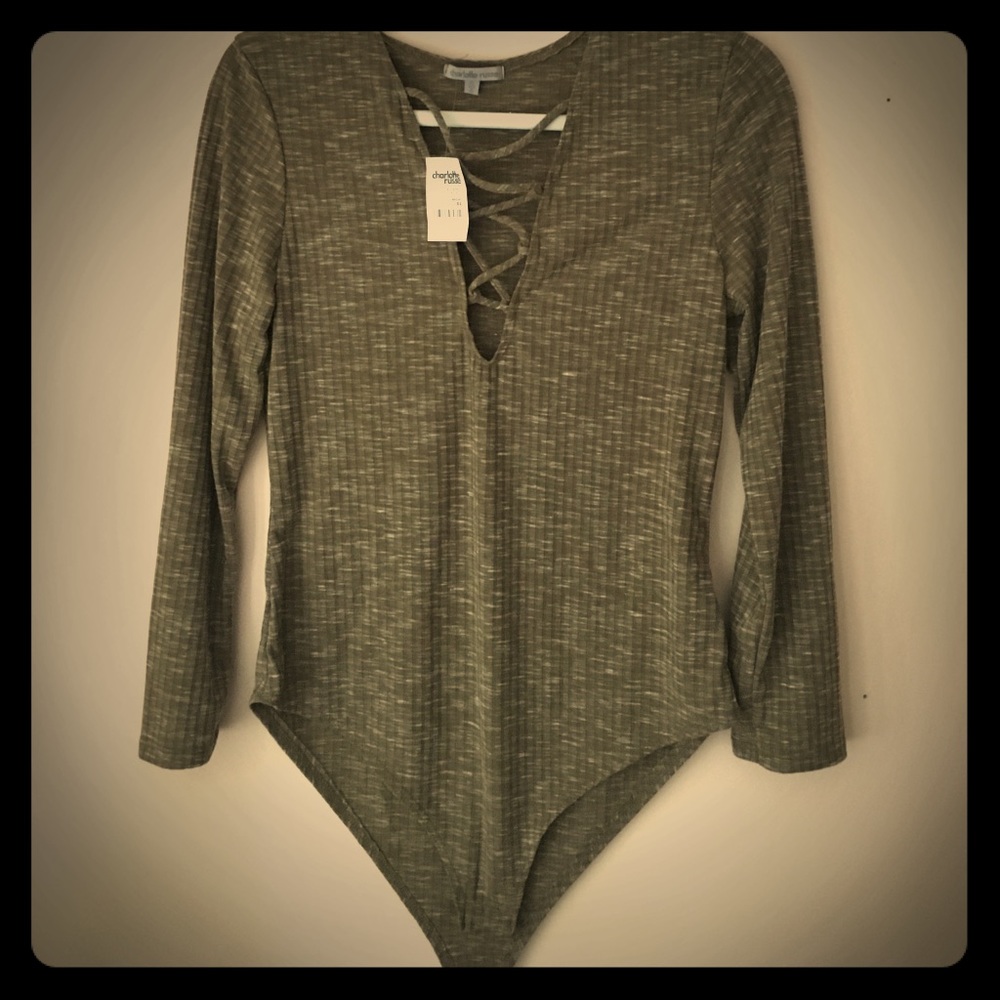 NWT XL Charlotte Russe olive green bodysuit