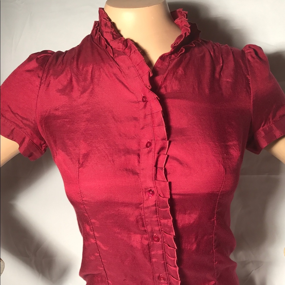 Banana Republic Burgundy Silk Blend Blouse.