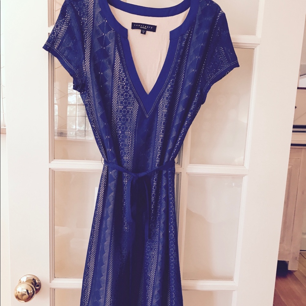 Anthropology Sanctuary lined dress.  Great blue. Sz.sm