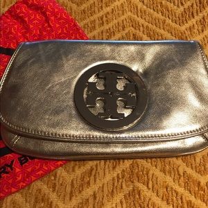 Tory Burch Silver clutch cross body
