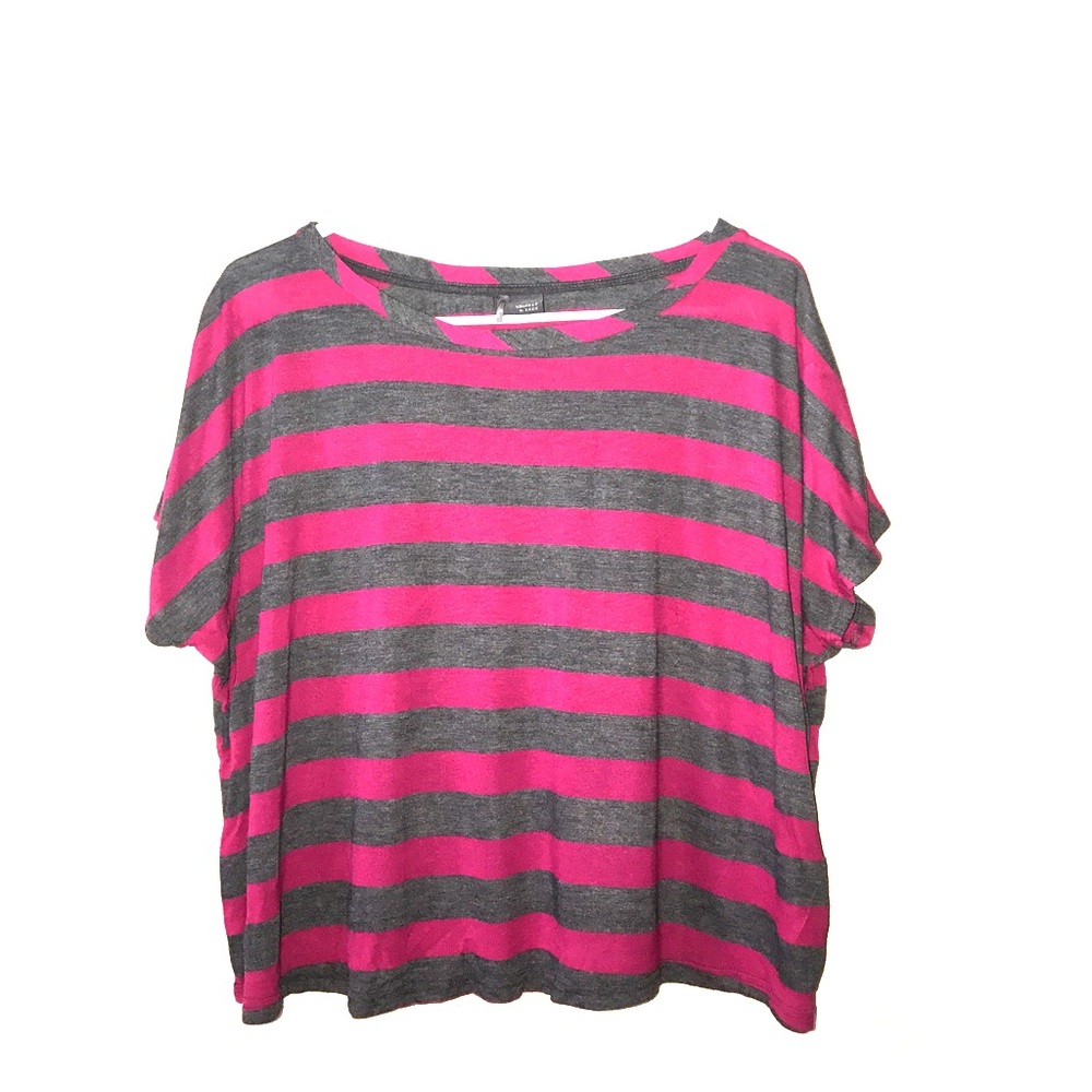 Pink/Gray Striped Top