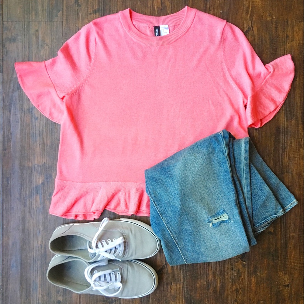 Pink ruffle sweater