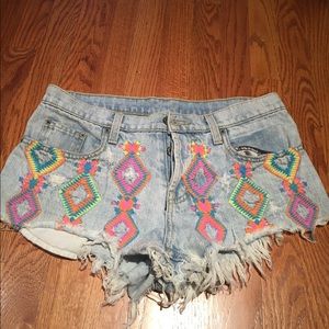 Carmar Embroidered Neon jean Shorts denim LF