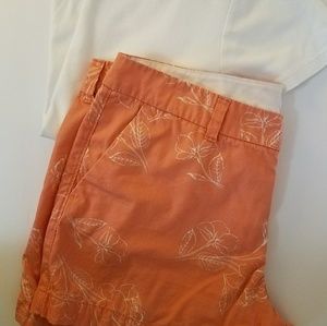 Orange Floral Chino shorts