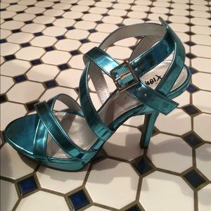 Blue turquoise fancy high heel sandals