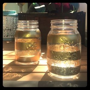 🏚💵 Debi Lilly gold striped mason jar vases (SET)