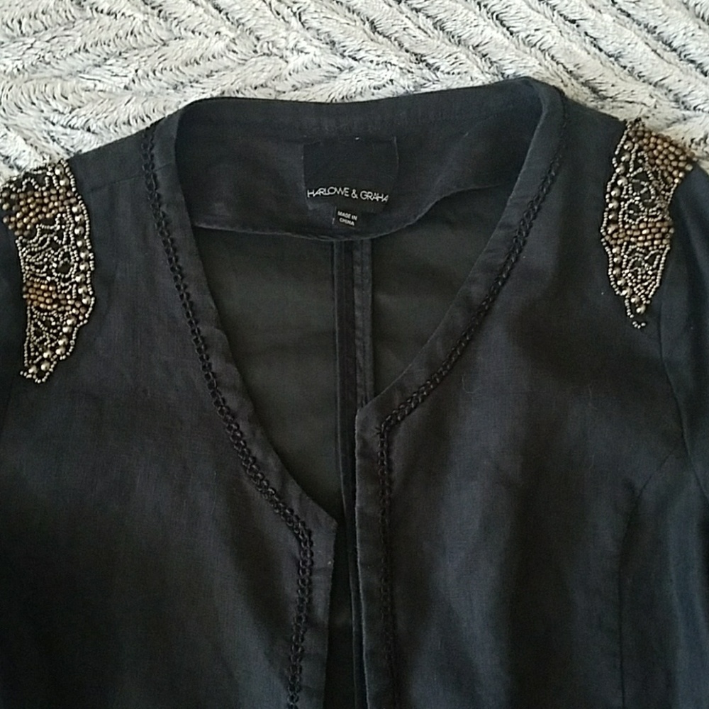 Harlowe and Graham Beaded Black Blazer