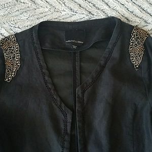 Harlowe and Graham Beaded Black Blazer