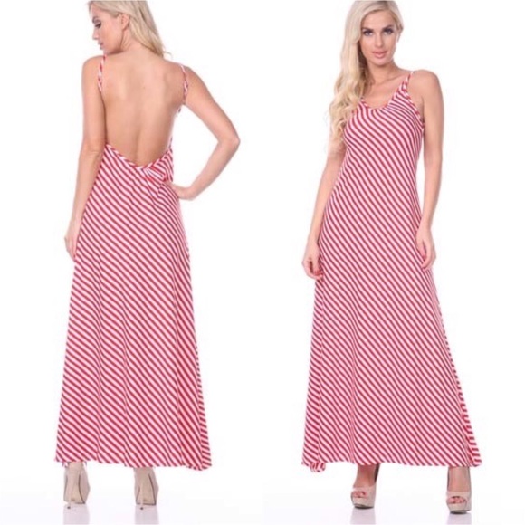 😢 Last 1! Red & White Stripe Maxi S/M - Picture 3 of 3