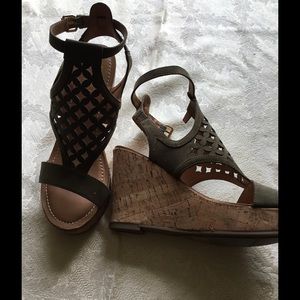 Franco Sarto sage & cork wedge sandals
