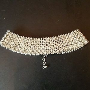 Five Layer Rhinestone Studded Choker Necklace