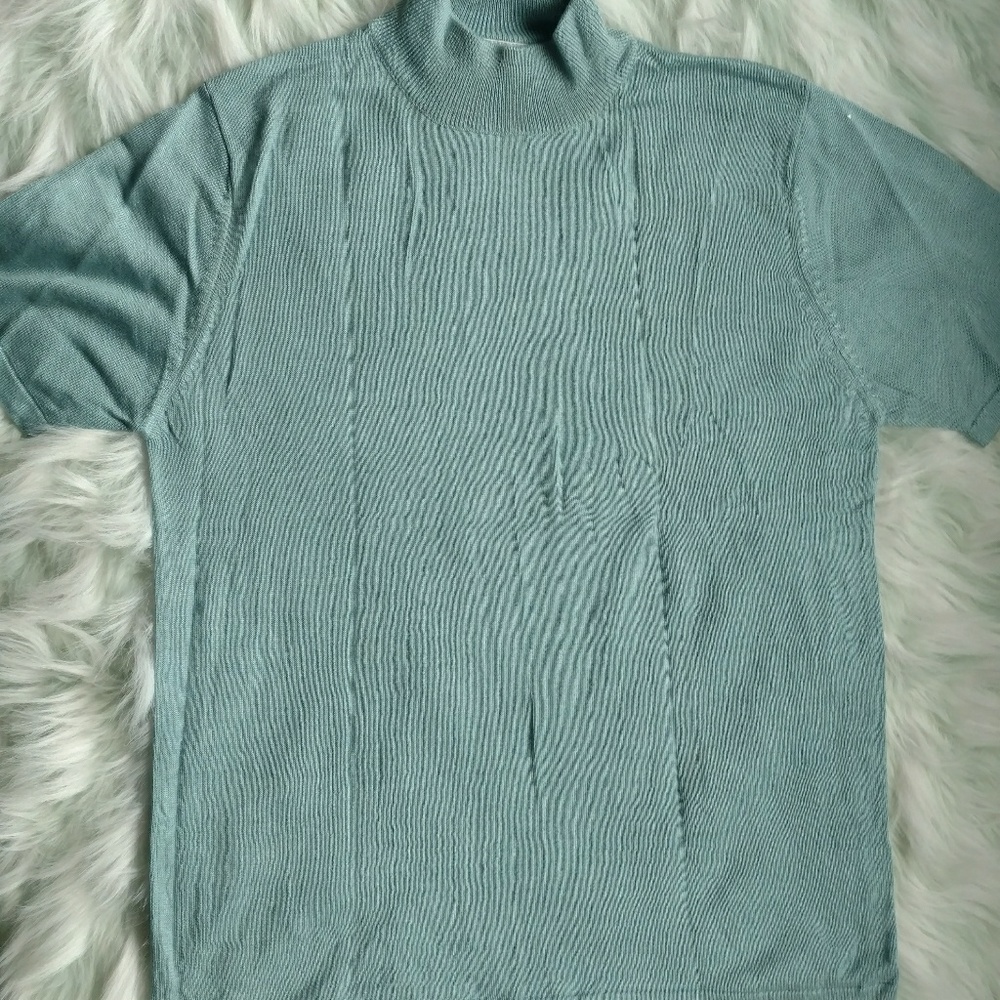 100% silk aqua blouse