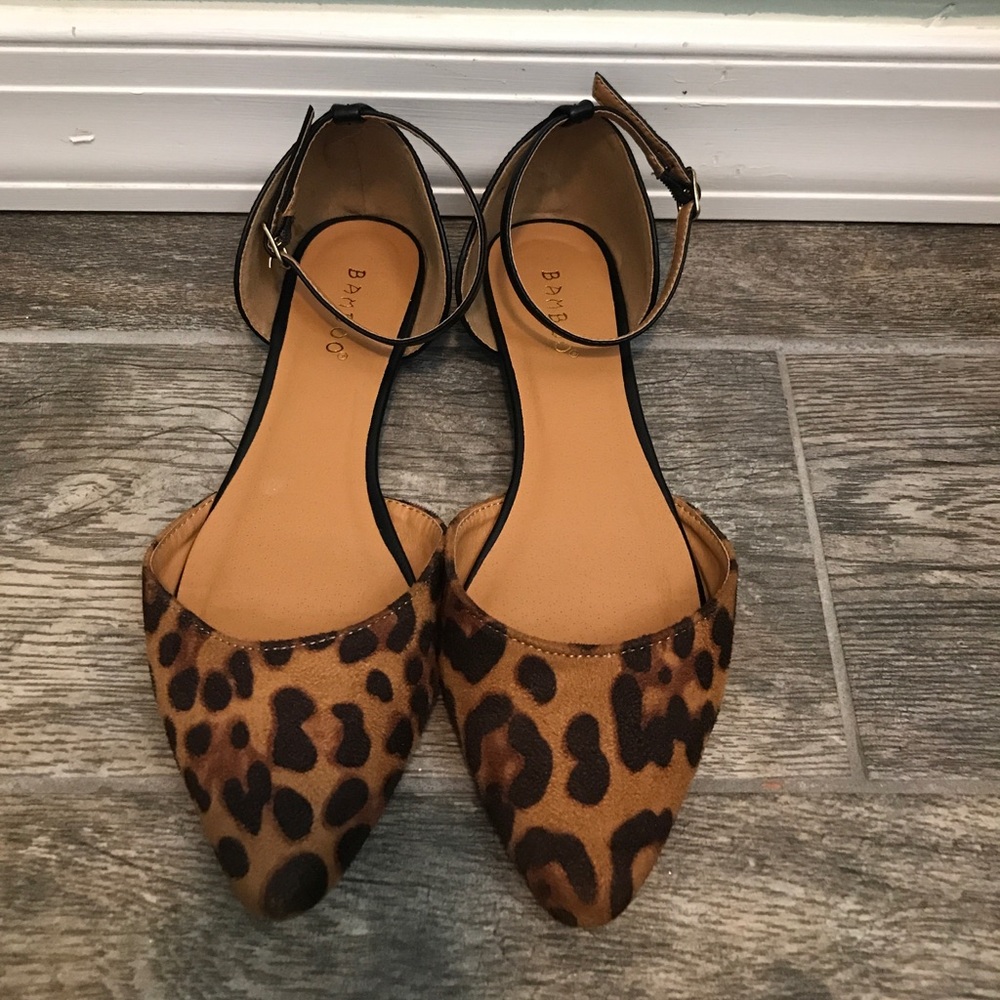Cheetah print flats with ankle strap