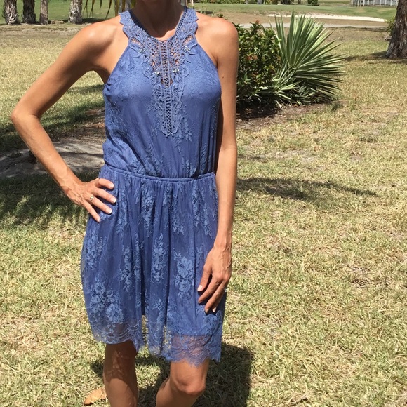 Denim Blue Lace Dress - Picture 4 of 4
